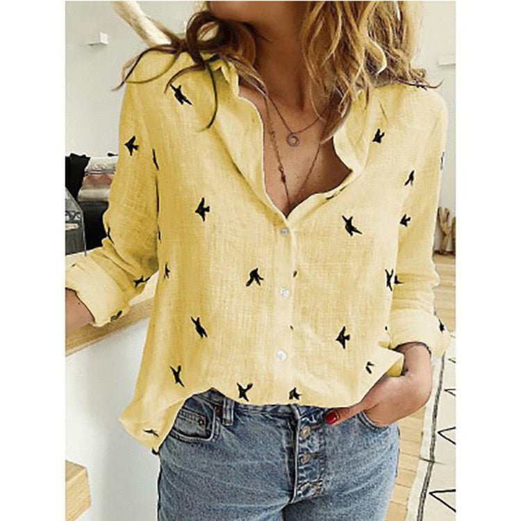 Yellow with birds / XXL