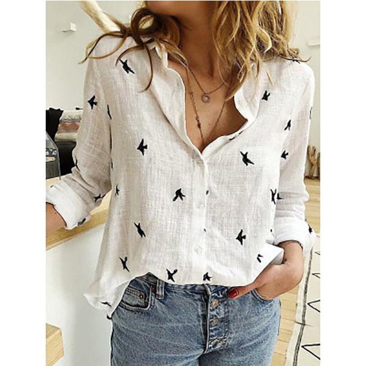 White with birds / XXL